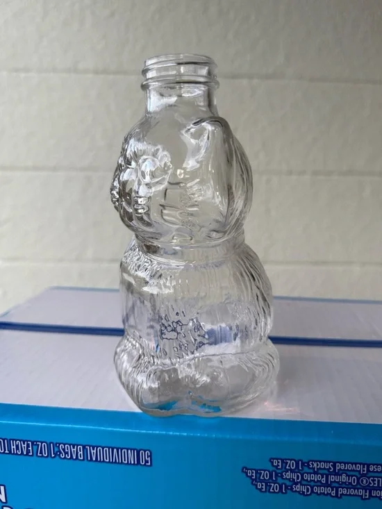 Vintage Glass Cat Bottle Figural Kitty Jar Clear Pressed Glass 1970s Farmhouse - Picture 3 of 6